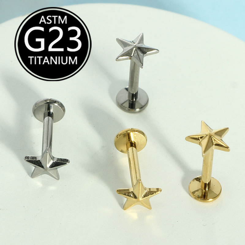 16G labret stud size and finish detail