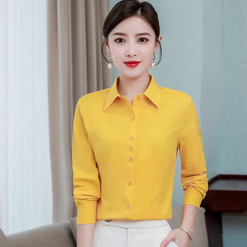 Spring and Autumn New Women's Long-sleeved Shirt Anti-glare Shirt Dress Business Wear Work Clothes All-match Korean Style Top