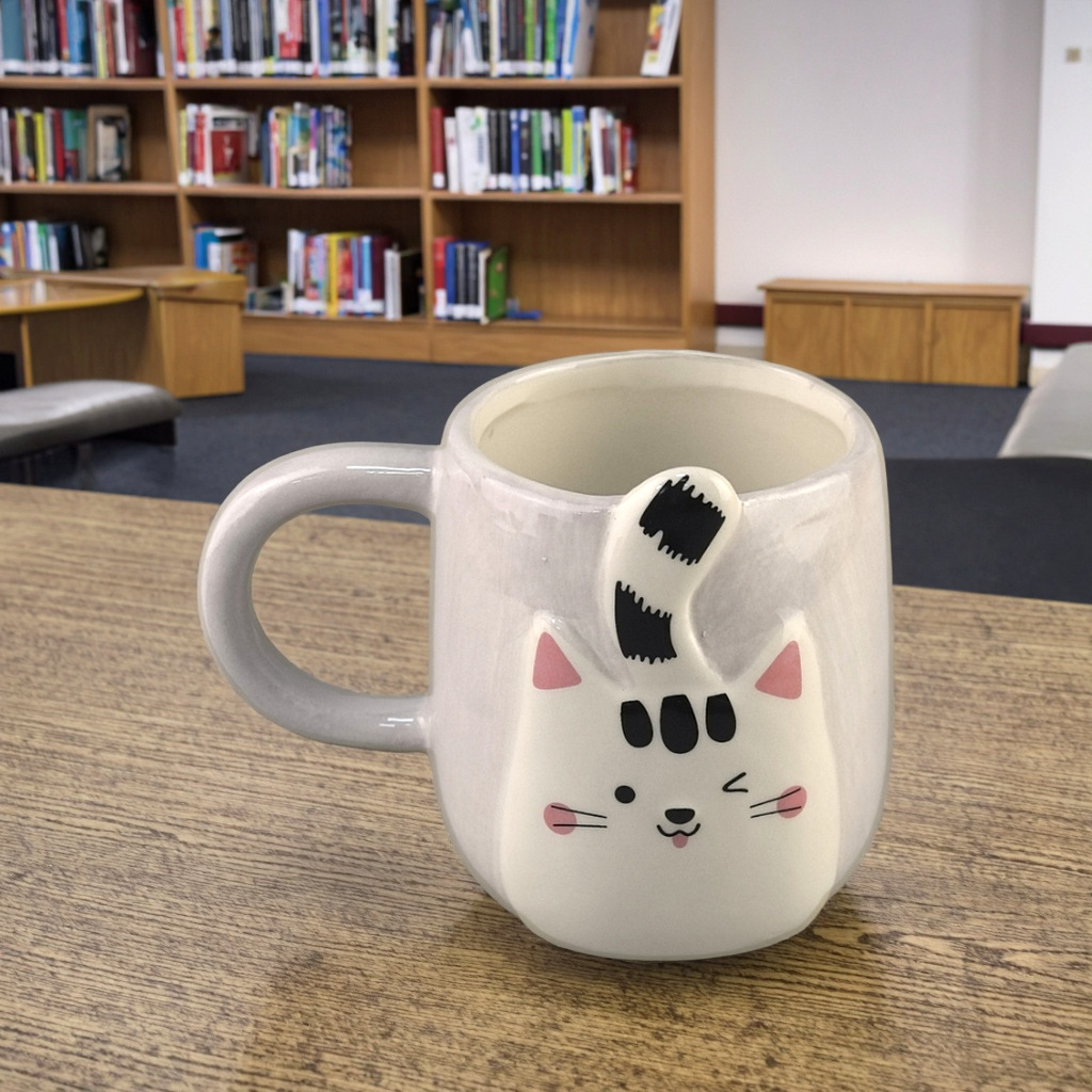 Taza de cerámica cuidadosamente seleccionada con dibujos de gato negro, jefe de policía, película de anime, taza de gato, taza creativa nostálgica para niños, taza de café