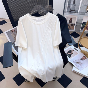 Crewneck New plus fat plus size slim loose long short sleeve T-shirt female 200/300/350kg 7156