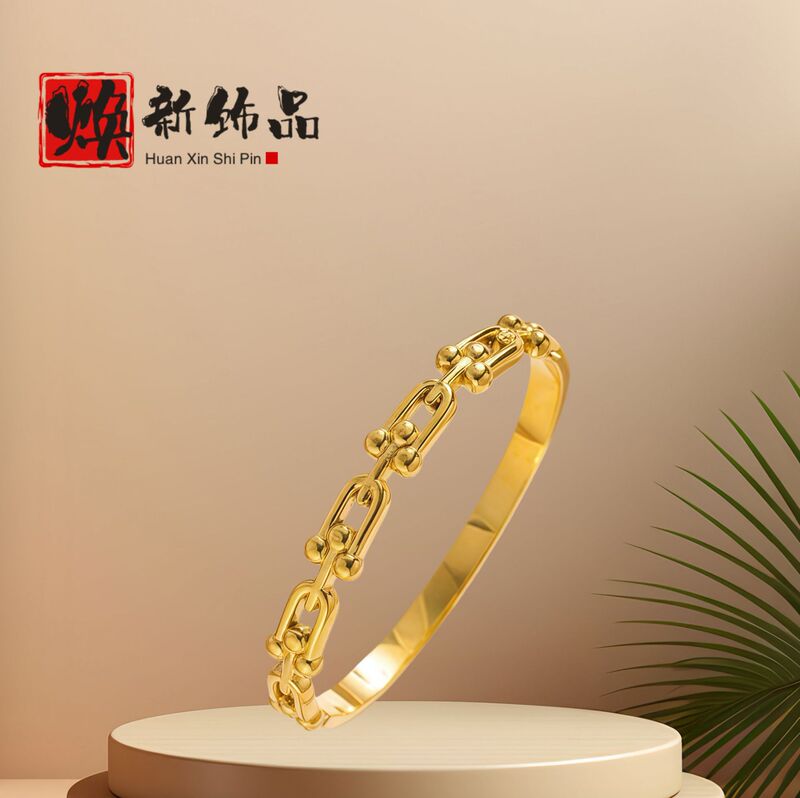 Titanium Steel Minimalist U-Shaped Horseshoe Buckle Bracelet Cross-Border Hot Sale Vacuum Furnace Electroplated Smooth Stainless Steel Bracelet