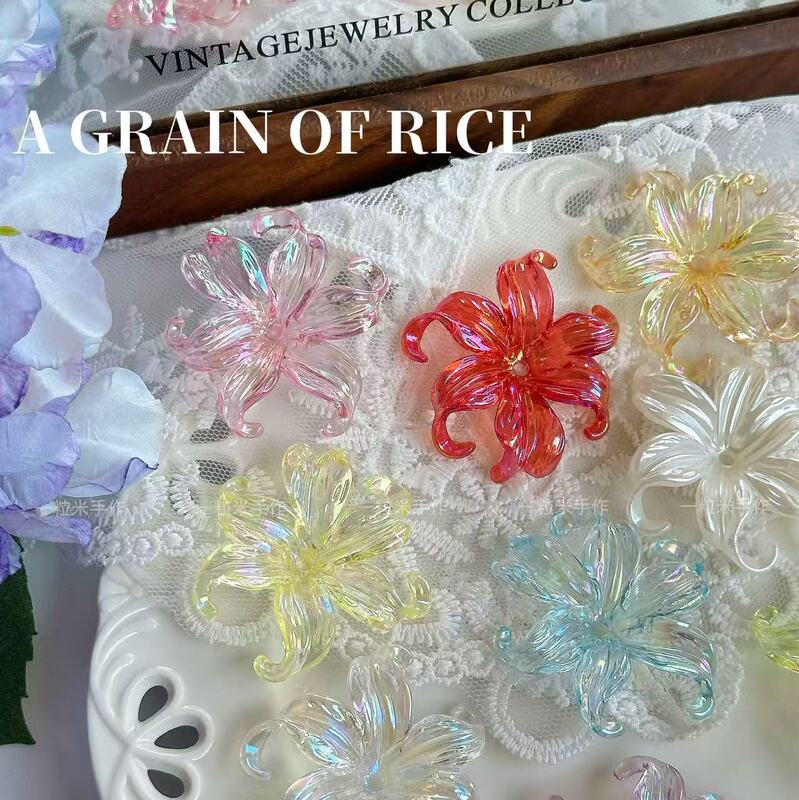 [Iris Flower] Multi-Color Three-Dimensional Petals, Flower Base, Pearl Luster Style, DIY Necklace Accessories, Hair Accessory Materials and Components
