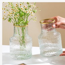 冰川玻璃花瓶高颜值ins风大口花瓶客厅卧室桌面水养插花摆件装饰