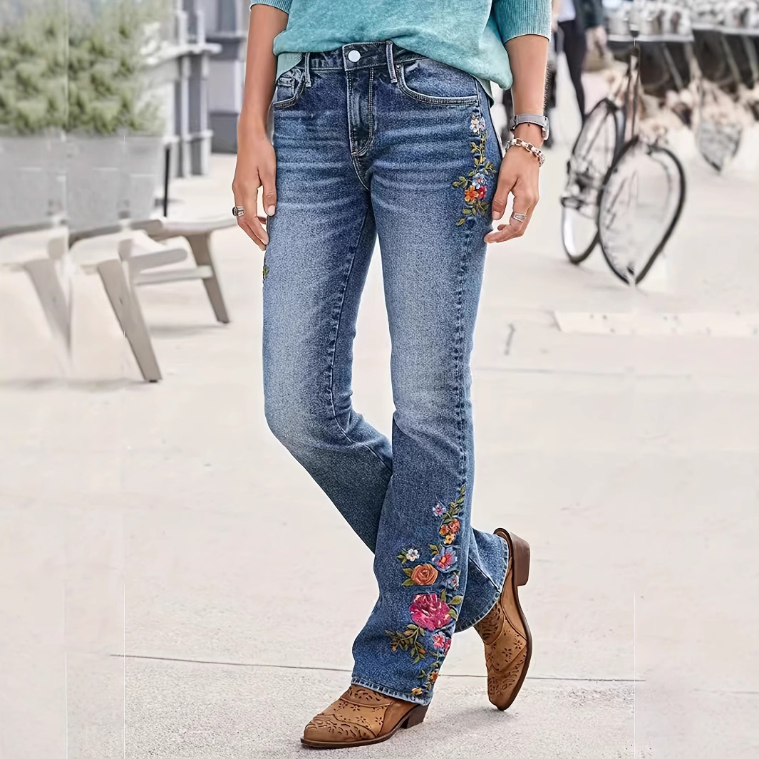 European And American Women's Fashion Embroidered Fashionable Personality Low Waist High Elasticity Ins Trend Slim Fit_ecoleips.com