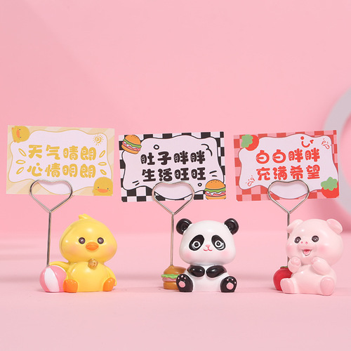 Cute Q Pet Time Note Holder Cute Pet Small Animal Multifunctional Desktop Decorative Ornaments Creative Office Note Holder