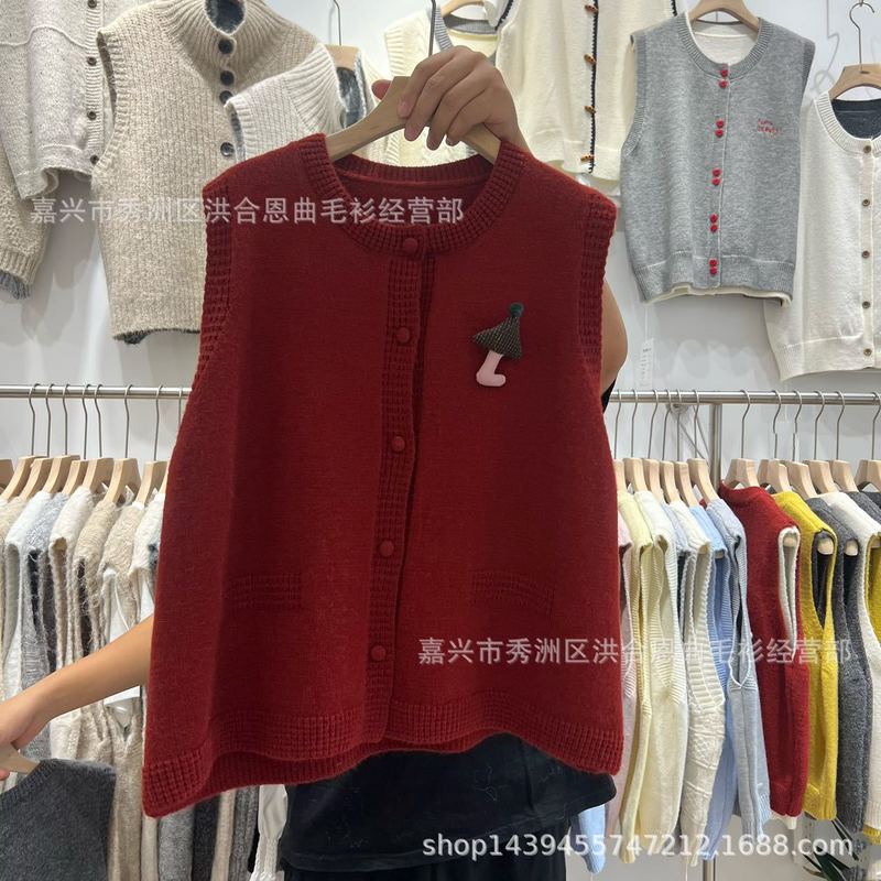减龄宽松开衫针织马甲女2025新款秋季新款叠穿无袖毛衣背心马夹|undefined
