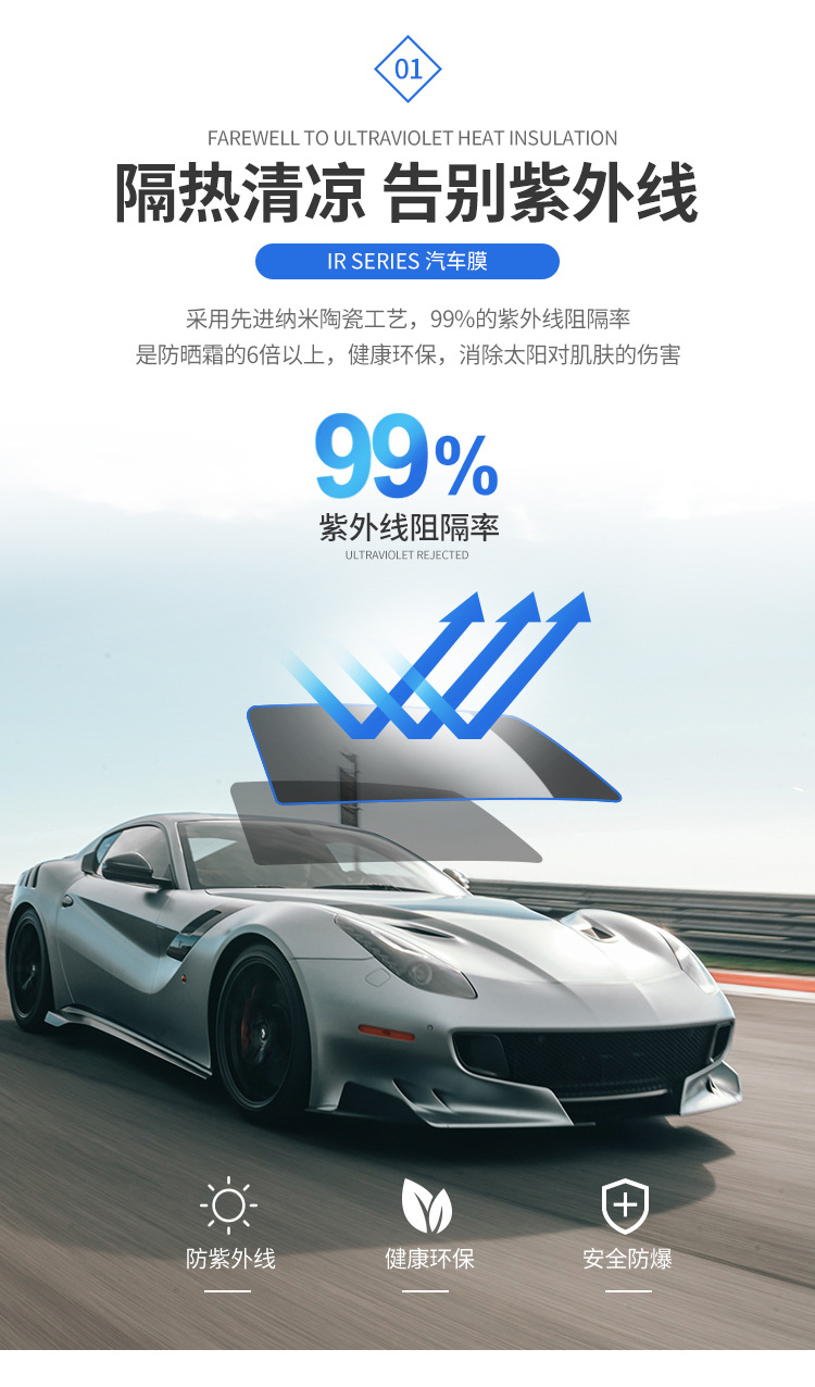 Car Glass Film Explosion-Proof High-Definition Film Does Not Foam and Does Not Fade Easily Construction Car Window Film Solar Film
