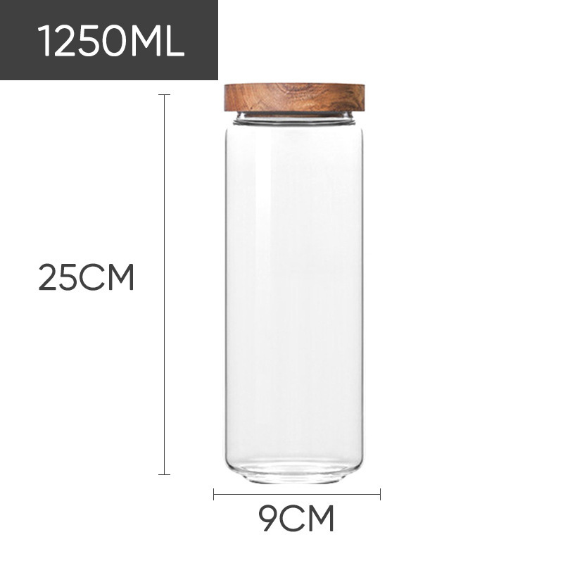 Acacia vidrio de almacenamiento tanque de alimentos granos granos café té vidrio sellado tanque de almacenamiento transparente sellado