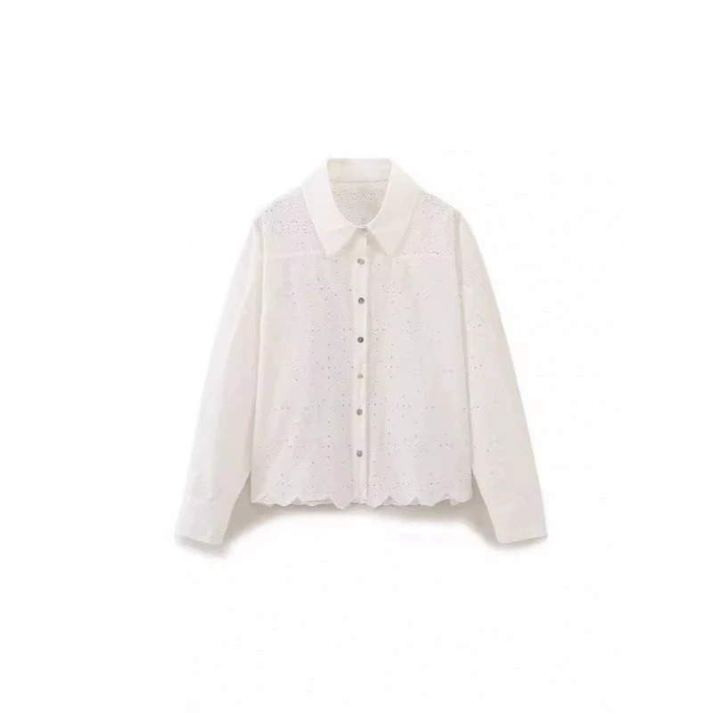 2024 Трансграничная трансграничная оптовая продажа 2024 Летняя новая европейская и американская мода женская одежда французская отворот свободная вышивка