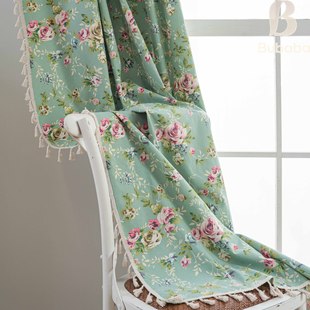 Flying Cat American Pastoral Printed Curtain Semi-Shaded Living Room Bedroom Bay Window Kitchen Finished Product Wholesale Curtain Cloth