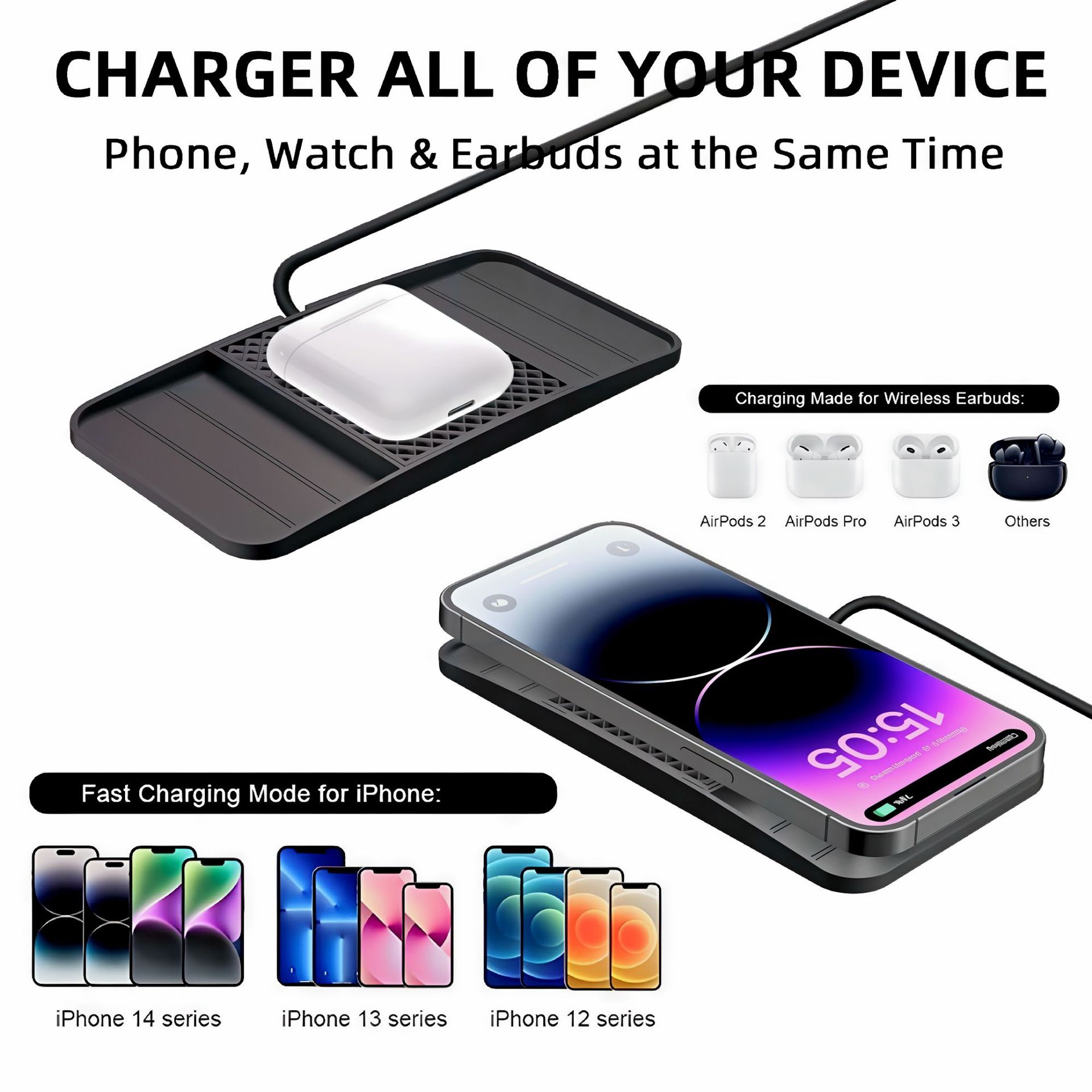 20W car wireless charging car universal charging board car flash charging anti-slip pad modification accessories car wireless charging