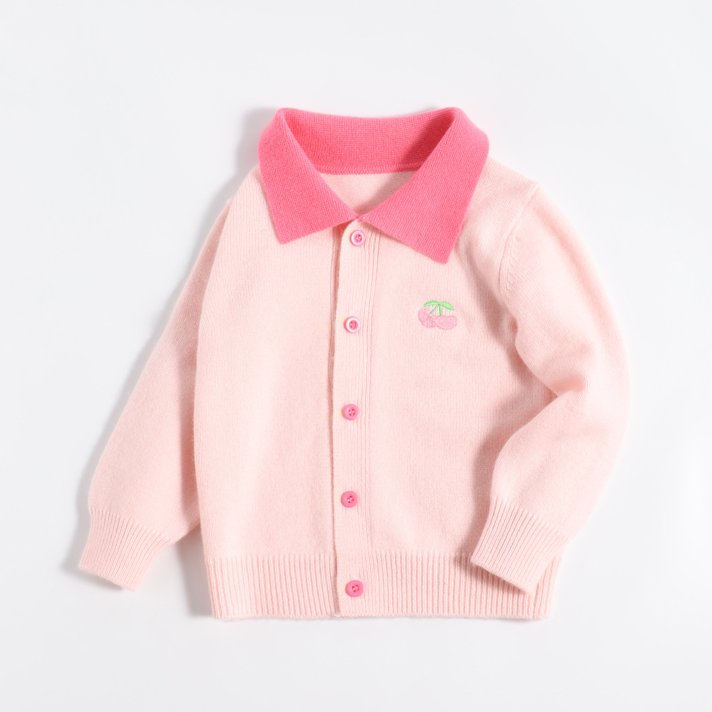 Little Sheep Jumping Children's Cashmere Cardigan, New Winter Style, Girls' Knitted Cardigan with Sweet Collar, Baby and Toddler Sweater