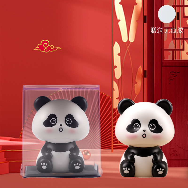 2.5inch ソーラーパンダ光エネルギー自動に頷く車のデスクトップ装飾品ギフト国宝ソーラーラッキーキャット|undefined