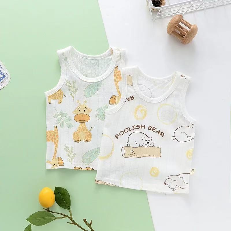 2 Pack Baby Summer Vest Pure Cotton Baby Sleeveless Top Children's Summer Wear Thin Boneless Belly Vest
