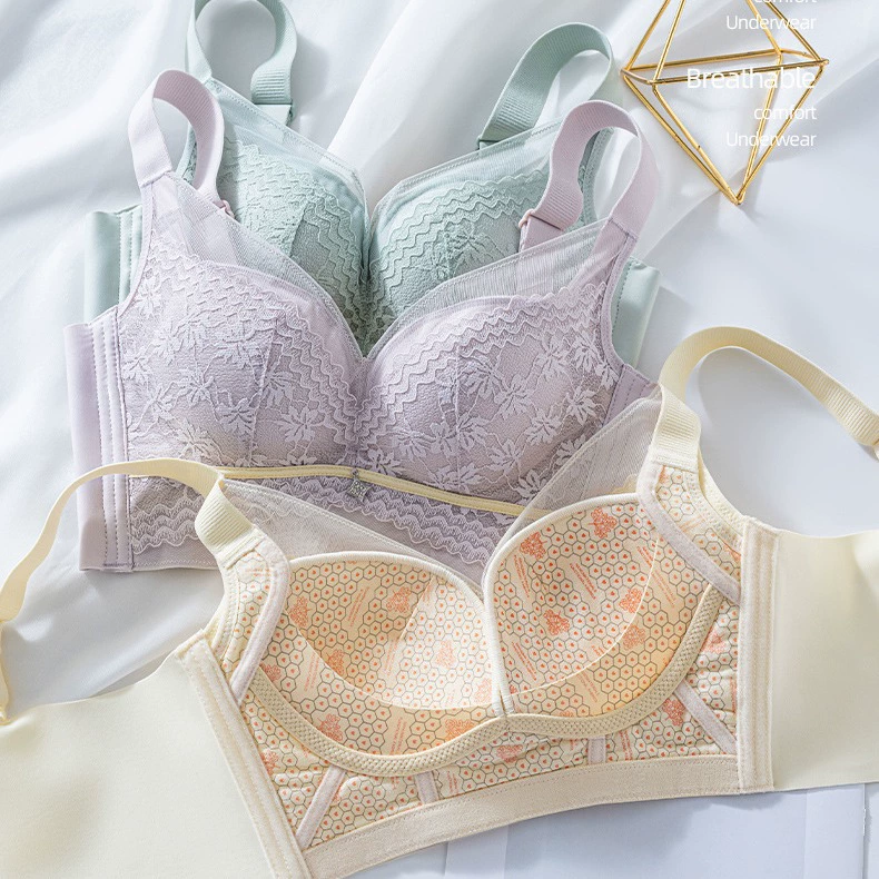 Lace supporting underwear, comfortable breathable wireless bra, wholesale