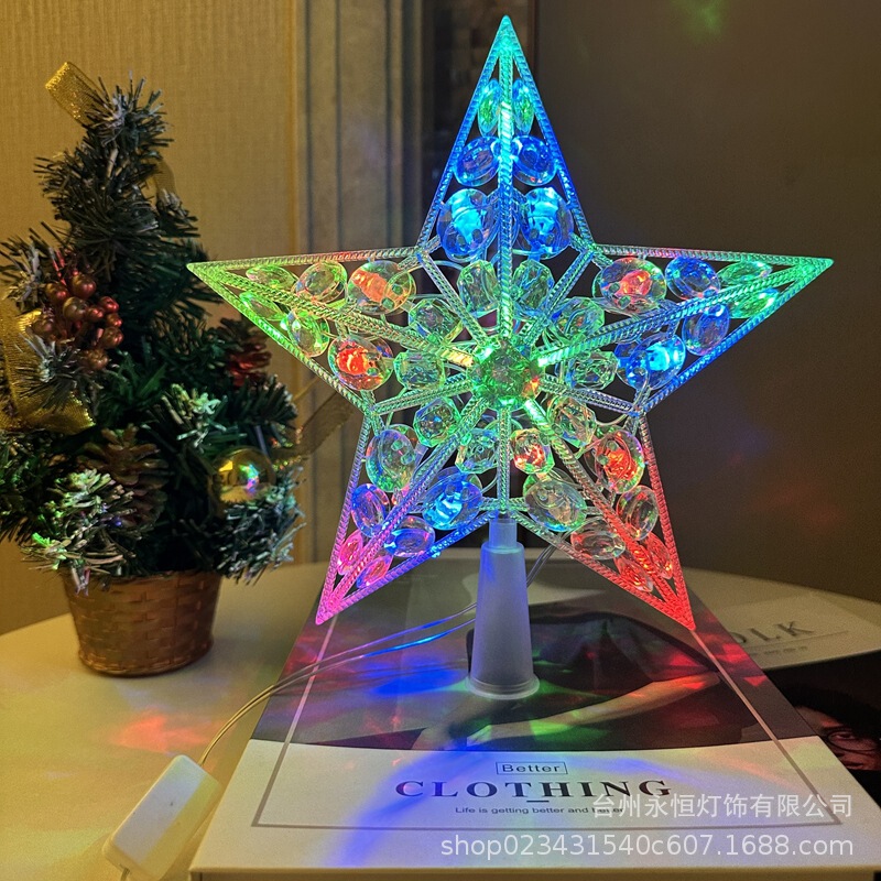 Christmas Tree Top Light Led Five-Pointed Star Light Battery Box Luminous Star Flashing Light Holiday Room Shopping Mall Decoration Christmas Tree Top Light Led Five-Pointed Star Light Battery Box Luminous Star Flashing Light Holiday Room Shopping Mall Decoration