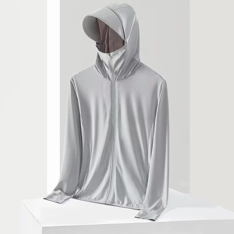 Verano Hielo protector solar para hombres y mujeres secado rápido ligero transpirable ocio versátil al aire libre chaqueta con capuz image 18