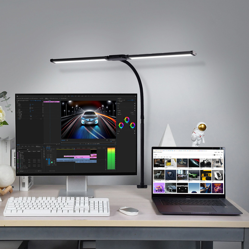 New Amazon Foreign Trade Clip-on Eye Protection Screen Lamp Table Clip-on USB Double-Head Folding Full Spectrum Learning Table Lamp