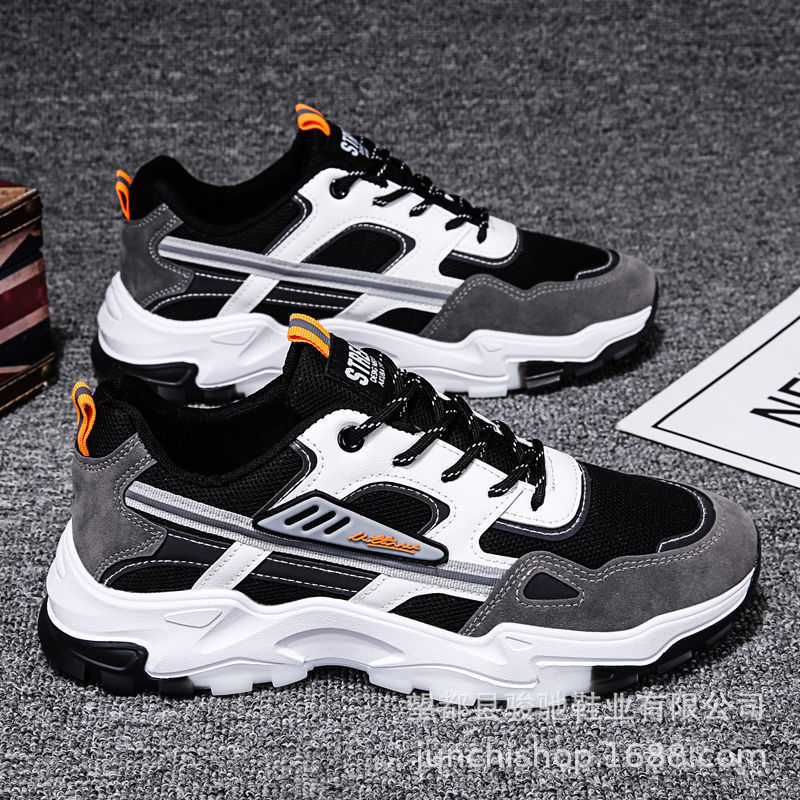 Comercio exterior al por mayor nuevos zapatos de hombre de suela gruesa aumento de altura zapatos torpes de los hombres de la parte inferior de cordones zapatos casuales versátiles zapatos deportivos de moda