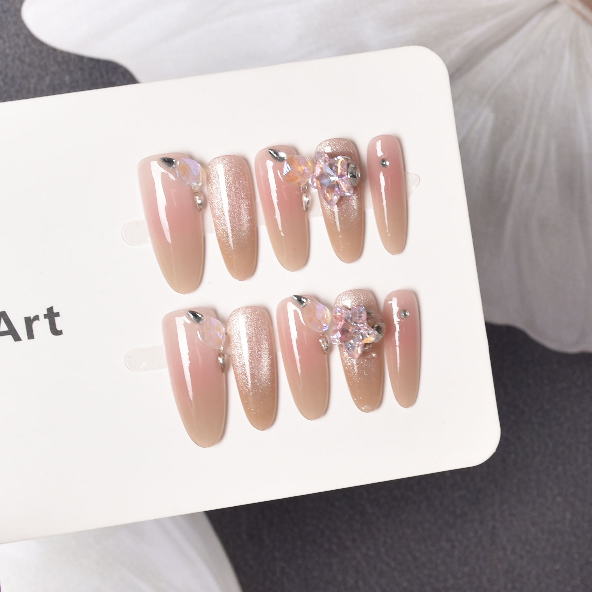 cross-border  eye wear nail piece cartoon chinese style  eye premade nail tip short fake nails wear manicure