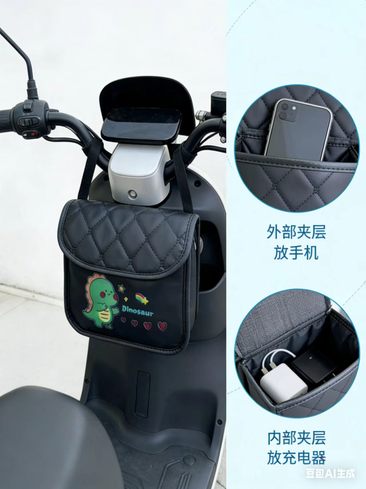 Bolsa de almacenamiento colgante delantera del vehículo de batería para almacenar artefactos de la bicicleta eléctrica nueva bolsa de almacenamiento impermeable a prueba de agua, protección solar y resistencia al desgaste