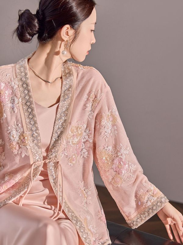 早秋新款重工钉珠刺绣新中式上衣女高端亮片开衫国风外套 N3092|undefined