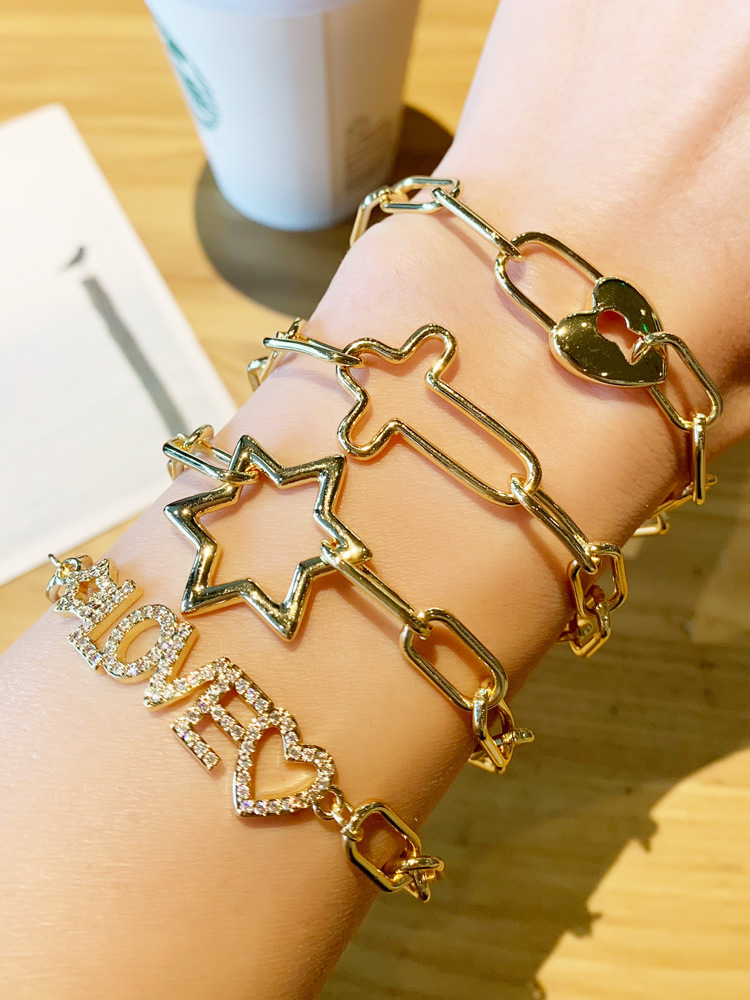 diamond letter five-pointed star bracelet