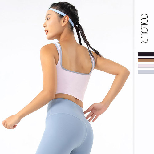 Thread-color matching sport vest for women, naked-touch skin-friendly slimming shock-absorbing gathering yoga innerwear, running and fitness top