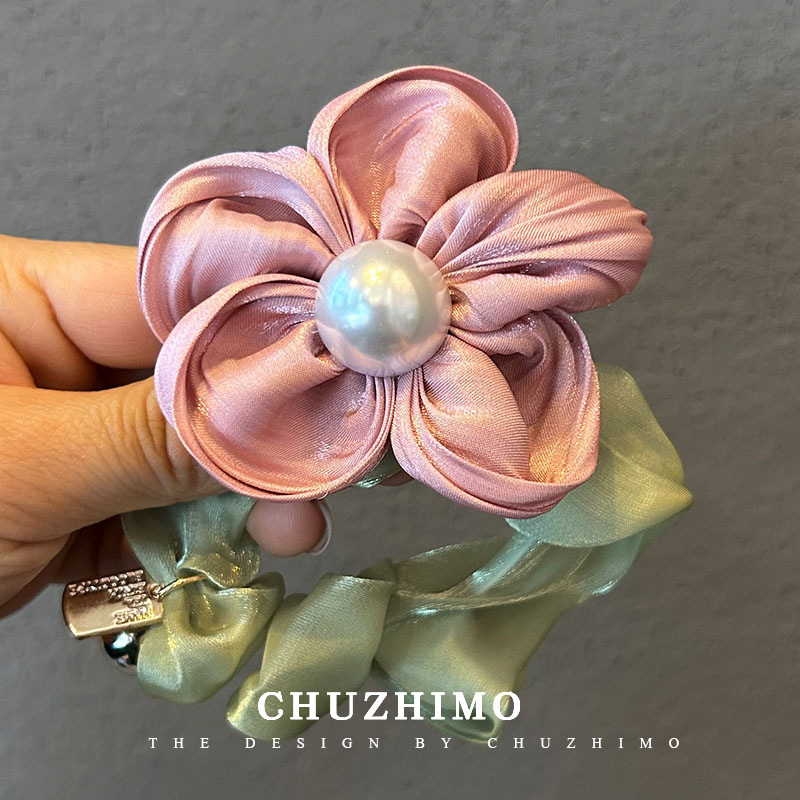 Cuerdas de cabeza de flores de alta sensación cabello de tocado duradero anillo de cabello de intestino grueso para mujeres 2024 nueva cuerda de cabello de cola de caballo de alta elasticidad