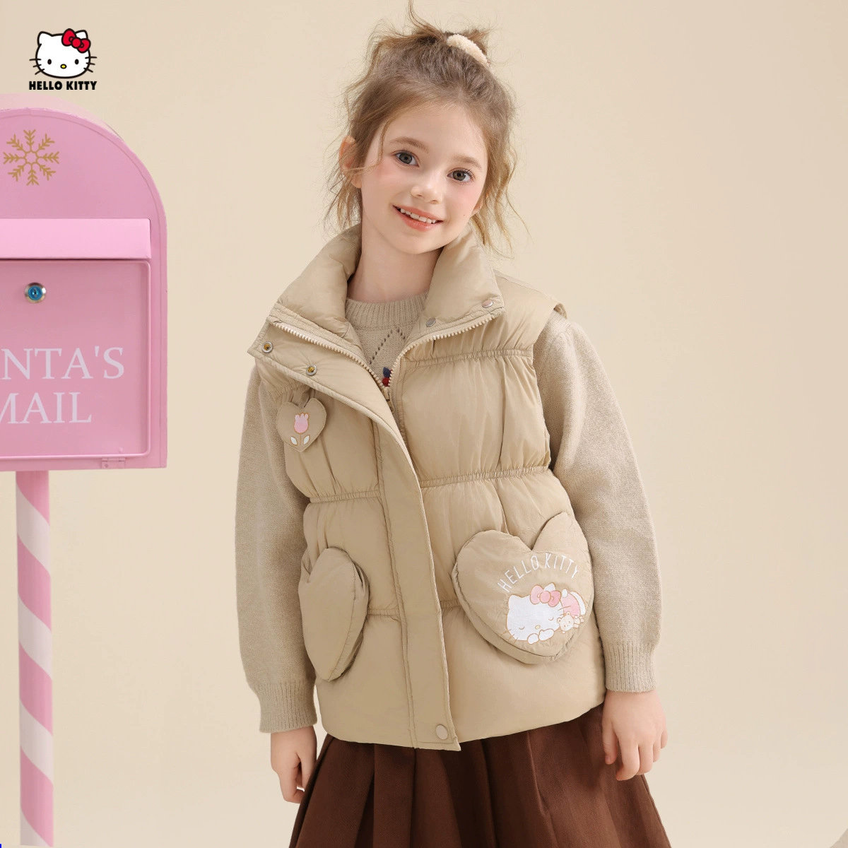 Милый зимний пуховик HelloKitty, теплый жилет