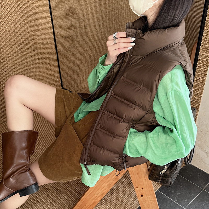 轻薄款棉马甲秋冬2025外贸女装百搭短款保暖立领无袖坎肩外搭背心|undefined
