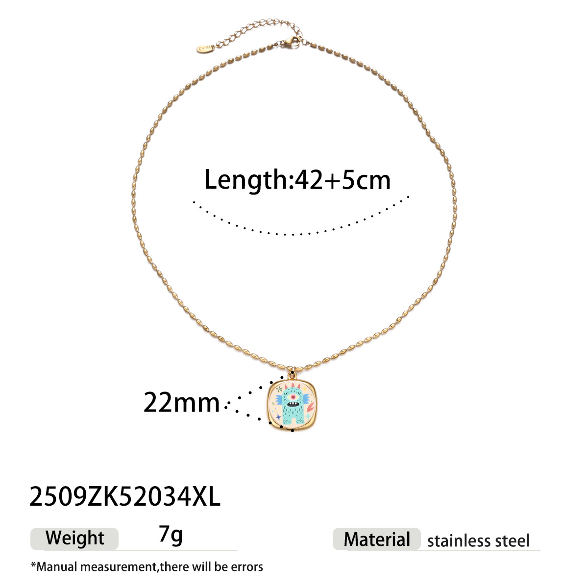 Tiana estilo europeo y americano collar de acero inoxidable lujo ligero de alto nivel amor pequeño monstruo colgante clavícula de venta cruzada productos calientes