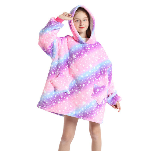 Amazon's latest hot new TV hooded sweatshirt blanket warm lazy TV blanket children's pullover cold-proof pajama blanket