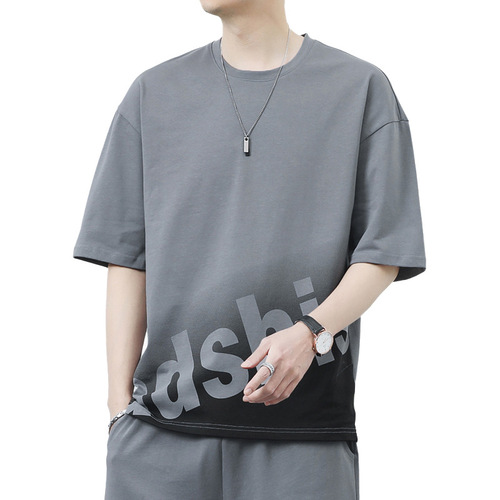 Summer new short-sleeved T-shirt men's trendy brand loose short-sleeved round neck tops ins Hong Kong style Korean style trendy T-shirt