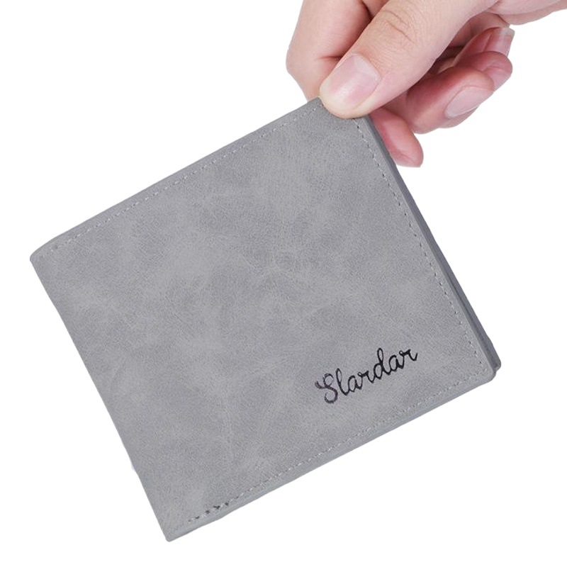 Wallet Men's Short Thin Retro Student Casual Business Wallet Horizontal Wallet Trendy Personalized Soft Leather Wallet Youth