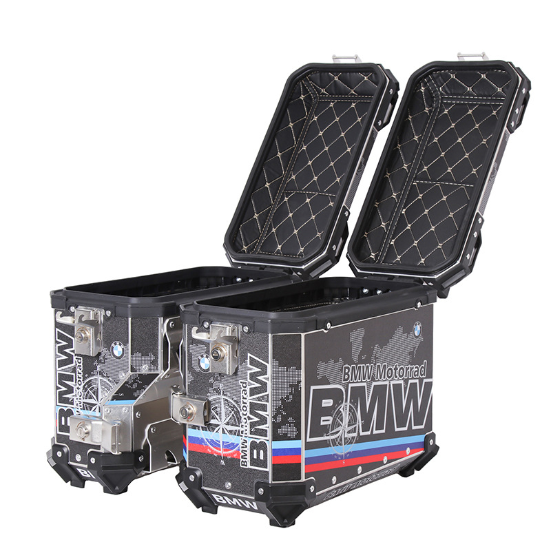 38L Left Exhaust Side Box Motorcycle Universal Aluminum Alloy 45L Tail Box Waterproof Three-Box Anti-Theft Travel Storage Box