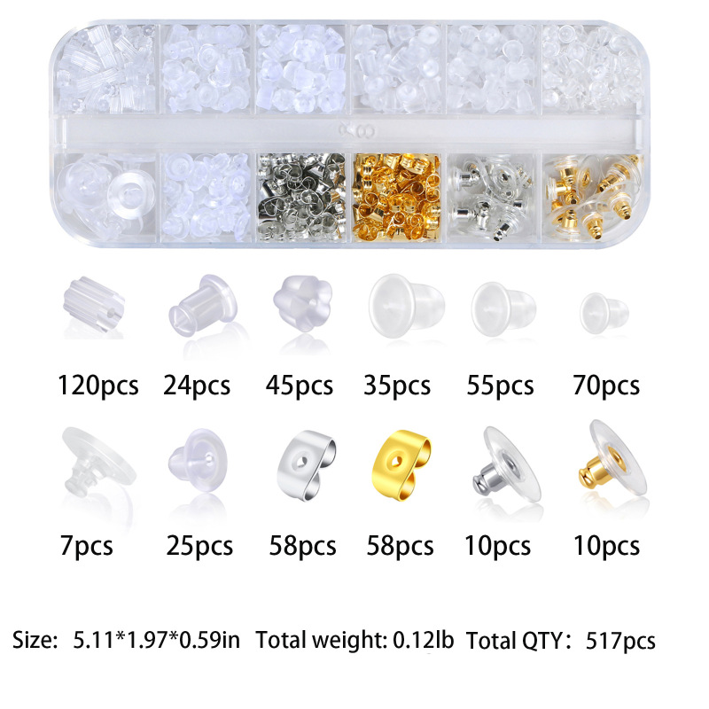 Amazon Shein Cross-Border Jewelry Accessories 12-Grids Ear Plug Set Plastic Silicone Metal Ear Plug with Earrings