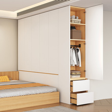 实木床尾衣柜小户型卧室家用儿童柜子窄柜带抽屉对开门衣橱批发w&