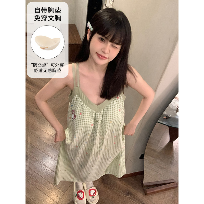 Summer New Style Suspender Pajamas, Feminine Sleeveless Dress, Korean Style Student Sweet and Cute Dormitory Home Clothes for Women Summer New Style Suspender Pajamas, Feminine Sleeveless Dress, Korean Style Student Sweet and Cute Dormitory Home Clothes for Women