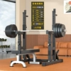 Upgraded black one-piece squat rack + 100kg environmentally friendly barbell + flat bench