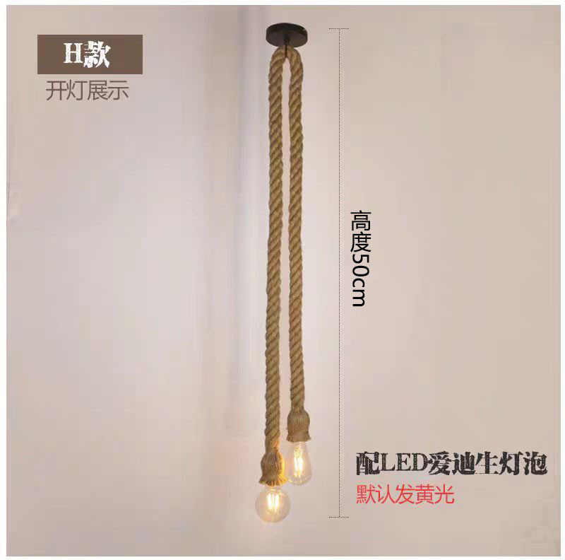 Lámpara de cuerda de cáñamo bar de cabeza única tienda de ropa de té de leche cafetería restaurante estilo industrial retro lámparas creativas