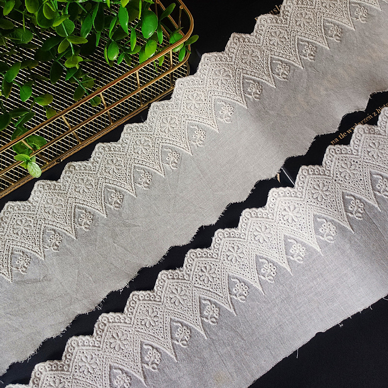 棉布条码花边批发 衣服裙摆辅料 打孔花朵刺绣蕾丝电脑绣花棉线