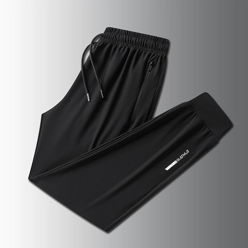 Мужские быстросохнущие шелковистые брюки, высокий эластичный свободный прямой крой, оверсайз