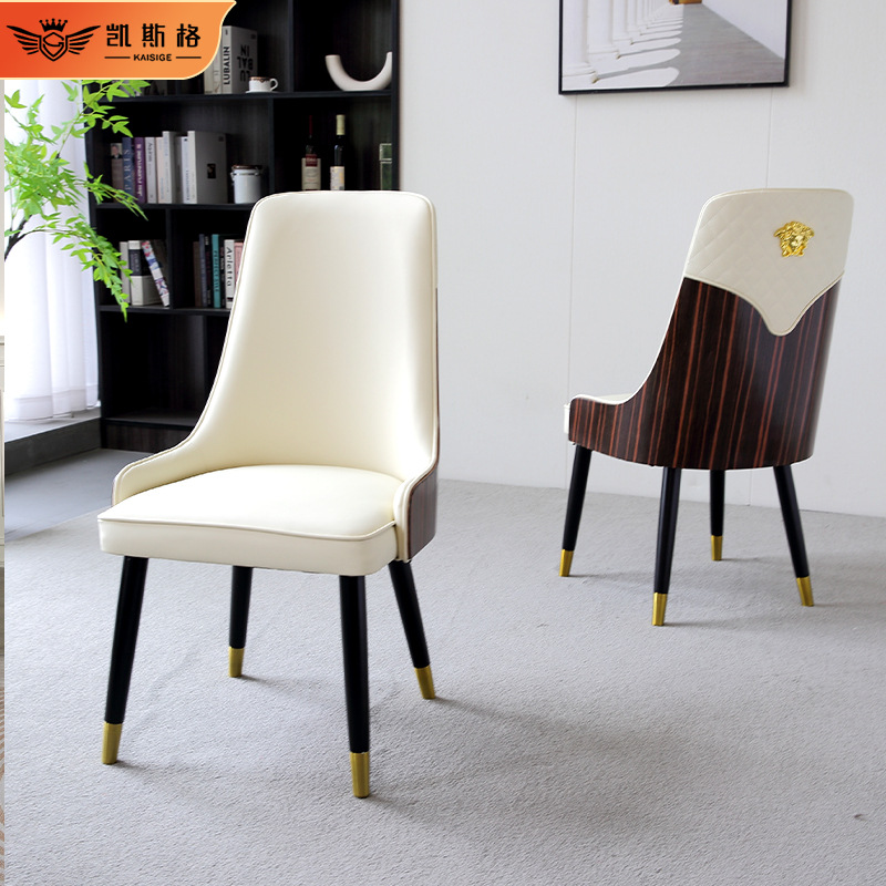 Light Luxury Chairs, Solid Wood Dining Chairs, High-End Dining Chairs, High-End Home Dining Chairs, Lacquered Leather Chairs for Villas and Clubs with a Premium Feel