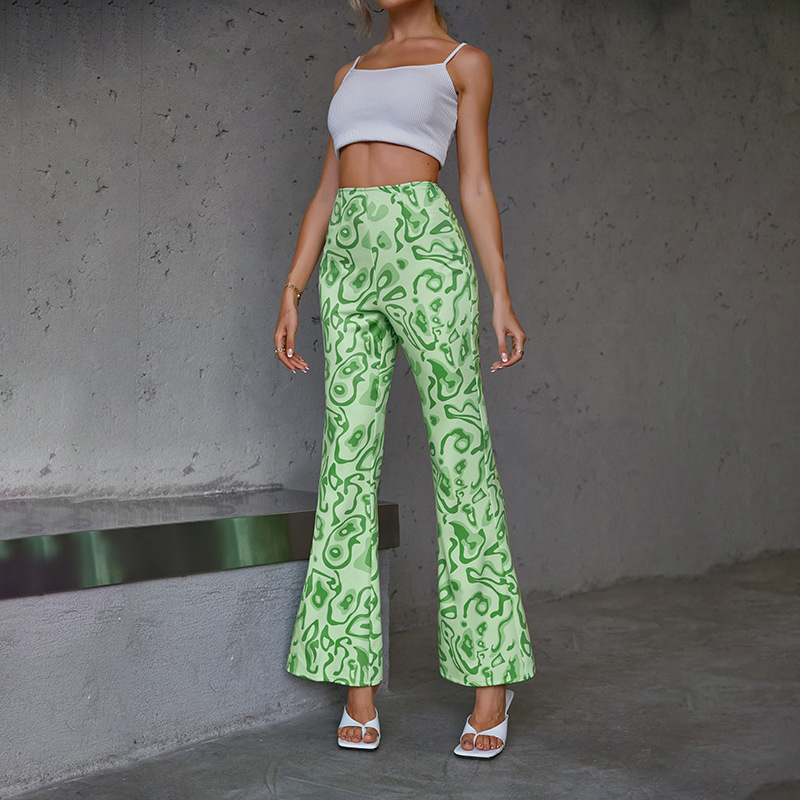 women s graffiti high waist printing bootcut trousers nihaostyles clothing wholesale NSWX79858