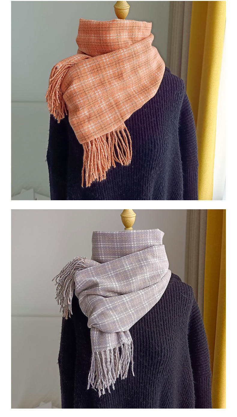 Unisex Plaid Schal Damen süßer Hals dicker warmer Schal_voghion.com