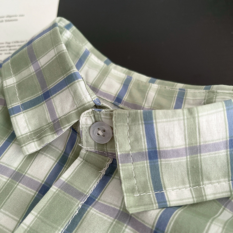 Camisas a cuadros de mangas largas para niños delgadas camisas de dibujos animados frescas bebés primavera y otoño con solapa ropa infantil coreana abrigo