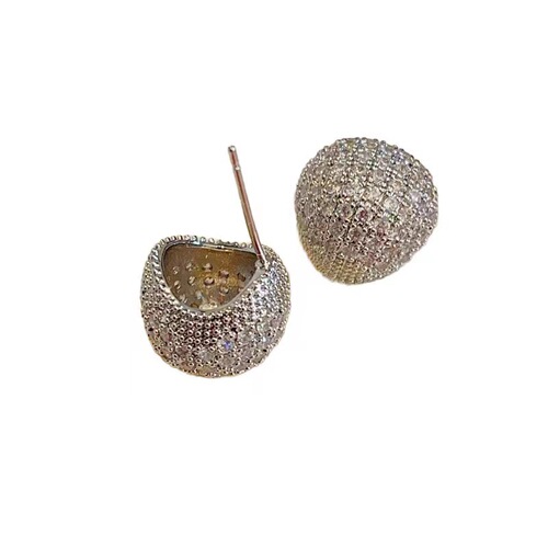 New Japanese and Korean fashion light luxury high-end sense of grandeur full diamond ball earrings, exquisite versatile and dazzling high-quality earrings