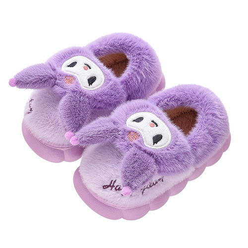 Children's cotton shoes in autumn and winter, girl's cartoon indoor home shoes, middle children's warm parent-child baby bags and cotton slippers