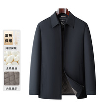 优质桑蚕丝冬季男士翻领短款棉衣外套商务通勤纯色百搭棉服棉袄男